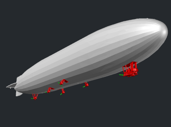 Zeppelin L71 Rebuilt & L72 1:350 scale Gondola set 3d printed L71 Gondola Set shown here in red and green - the hull is a SEPARATE PURCHASE
