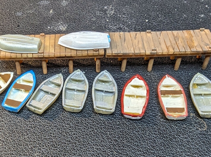 Boat Dock Set N Scale 10 Boats, 2 Docks 3d printed 