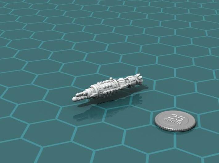 Anzu Battleship 3d printed Render of the model, with a virtual quarter for scale.