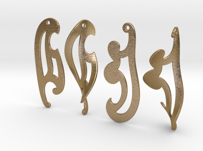 3d French Curves Earrings 3d printed 