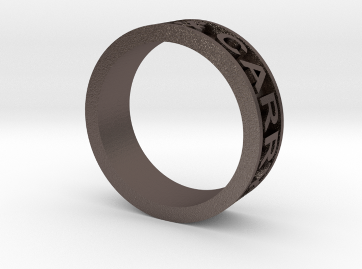 Size 9 Steel Ring "KEEP CALM & CARRY ON"  3d printed 