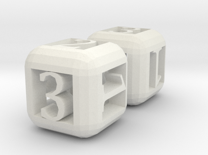 2 Pack Rounded Hollow Dice 3d printed 