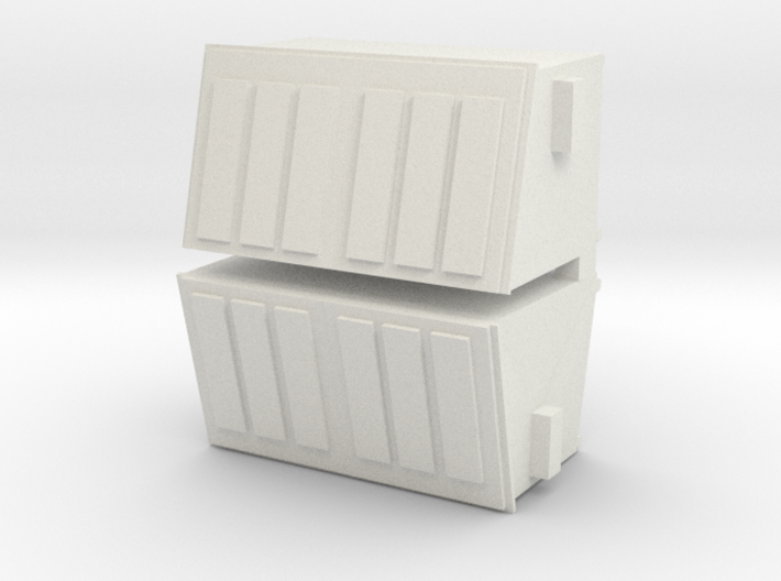 Dumpster Slanted 2 Cubic Yard HO 1/87 Scale- Pair 3d printed 