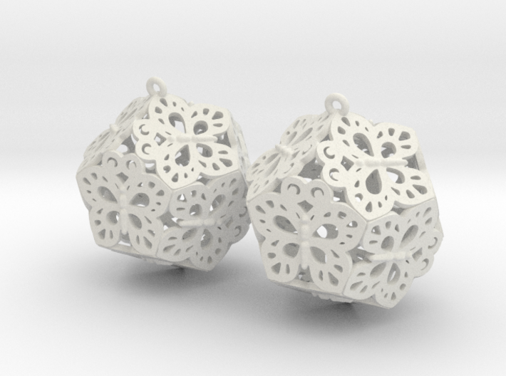 Butterfly Dodecahedron Earrings 3d printed 