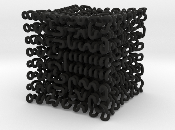 Round 3D Hilbert curve (4th order) 3d printed 