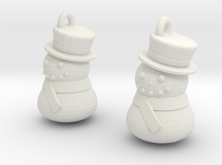 Snowman Earrings 3d printed 
