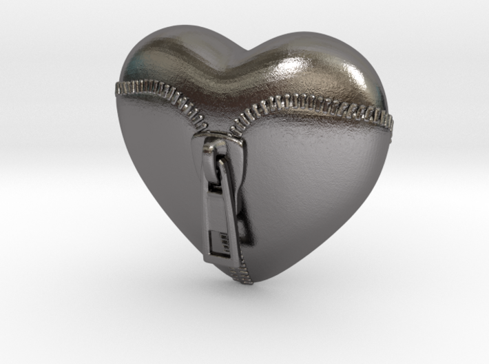 Leather Zipped Heart Pendant 3d printed 