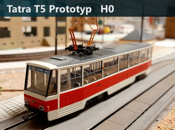 Tatra T5 prototyp H0 [body] 3d printed Finished Tatra T5 Prototyp model made by Stefan Dersch