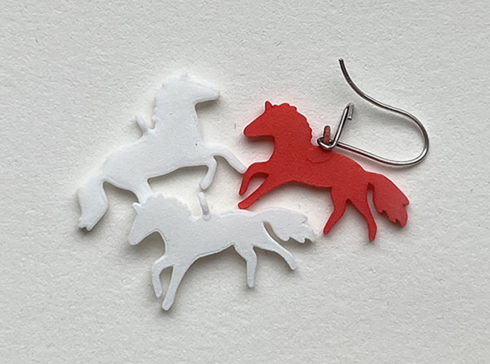 Horses earrings 3d printed 