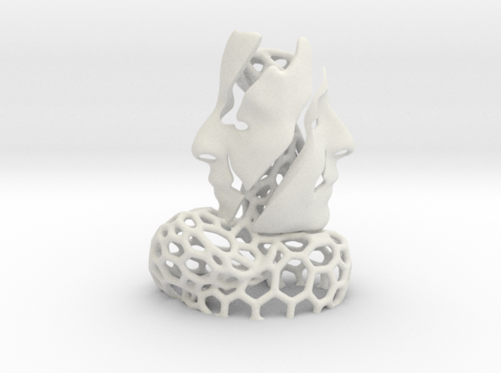 Two Faces in a Voronoi Tree (2nd Edition) 3d printed