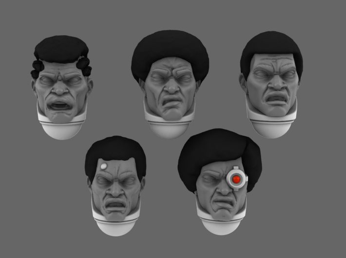 Afro Mechina Primus Exposed Heads Afro Style x10 3d printed 