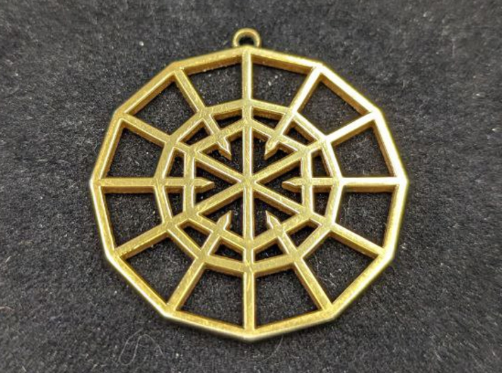 Resurrection Emblem 01 Medallion (Sacred Geometry) 3d printed Polished Brass