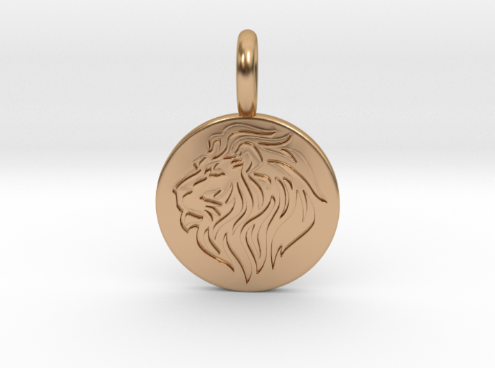Silver Polished Round Solid Silver Lion Necklace 3d printed