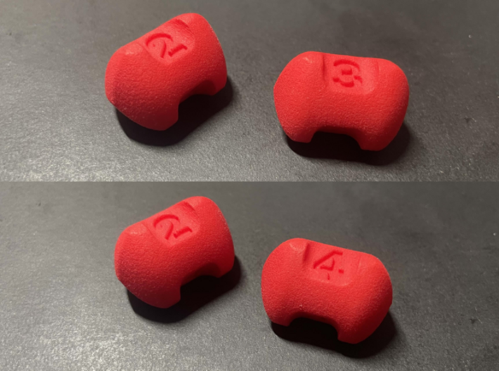 2,3,4 dice - set of four atypically labelled dice 3d printed four dice (composite image) (images courtesy of mdl123)
