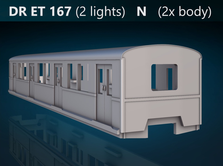 ET 167 (2 lights) N [2x body] 3d printed DR ET 167 (2 lights) TT rear view rendering