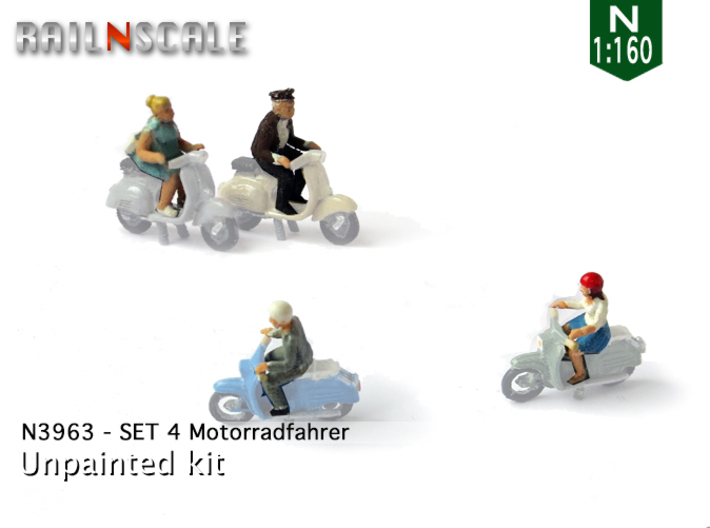 SET 4 Motorradfahrer (N 1:160) 3d printed