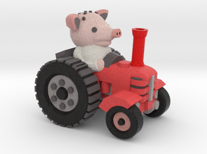 Peter the piglet and his tractor 3d printed