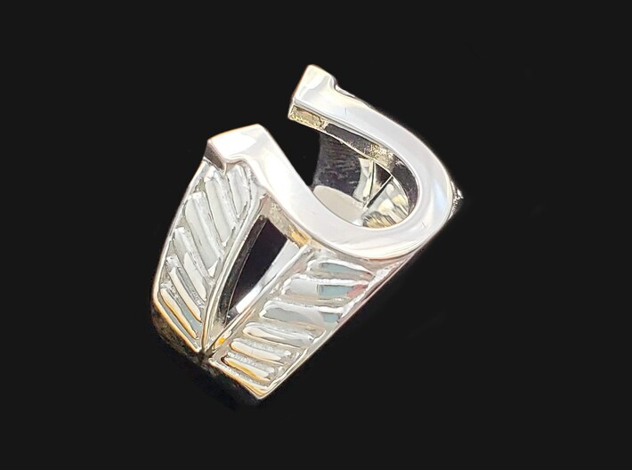 Horseshoe Ring, US size 11 1/2 3d printed Polished Silver