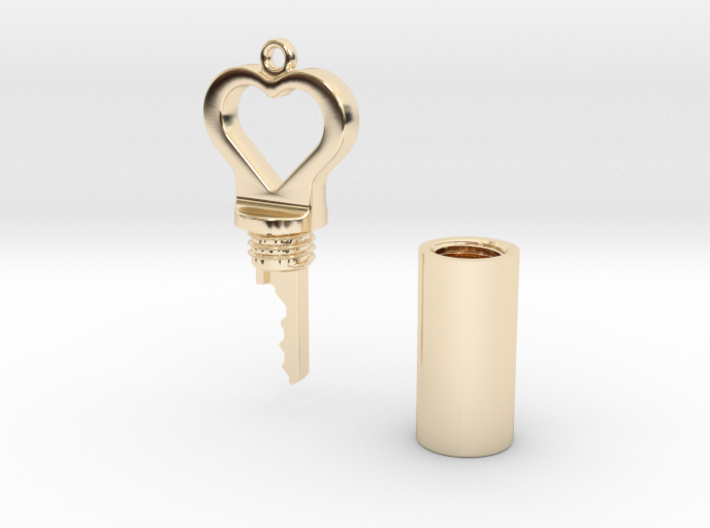Heart Key Pendant, Small, Precut Key and cap 3d printed