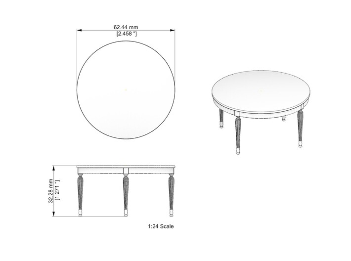 Dining Table 01. 1:24 Scale 3d printed 