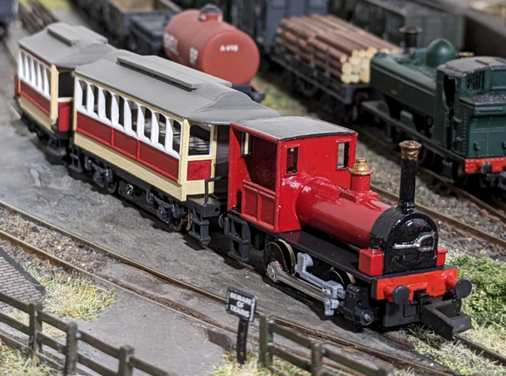N Gauge George England 0-4-0 3d printed First print with Wantage Tramway Coaches 3 &amp; 2
