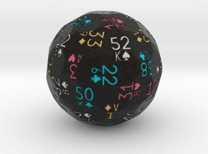 d52 playing cards sphere dice (Black, 4 colors) 3d printed