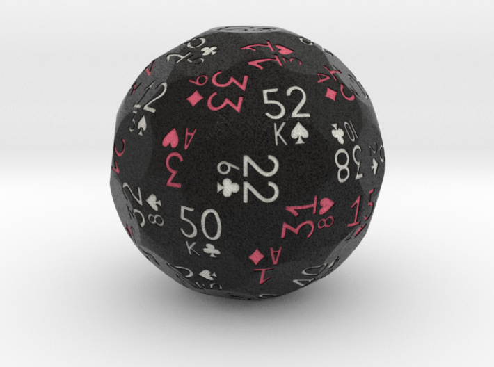 d52 playing cards sphere dice (Black, 2 colors) 3d printed