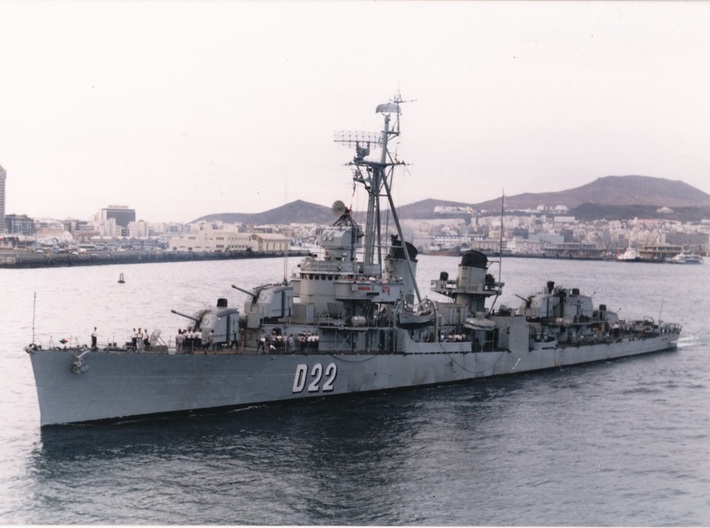 Nameplate Almirante Ferrandíz D22 (10 cm) 3d printed Fletcher-class destroyer Almirante Ferrandíz D22, ex-USS David W. Taylor DD-551.
