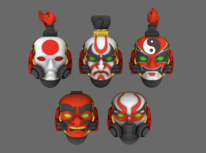 Red Ronin V10 Primus Kabuki Helmets x10 3d printed 