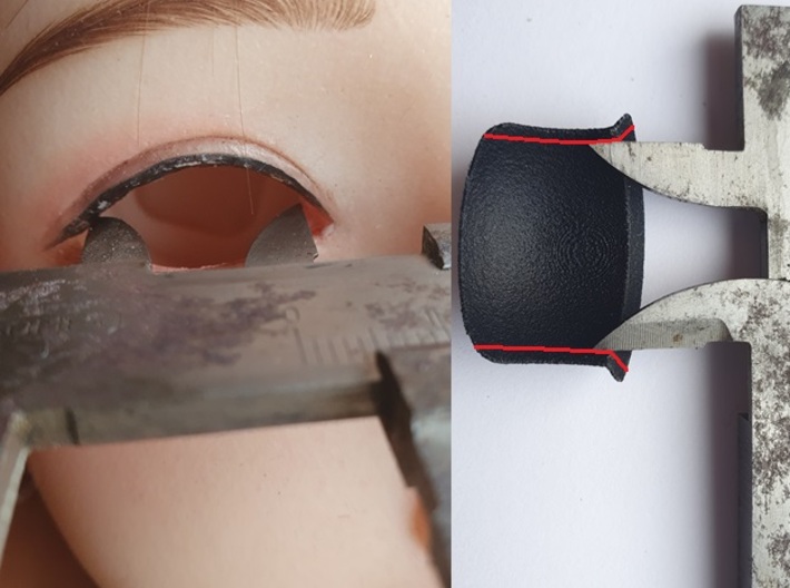 7 pairs eyelids 7.5° for 27mm cartridge eyes 3d printed 