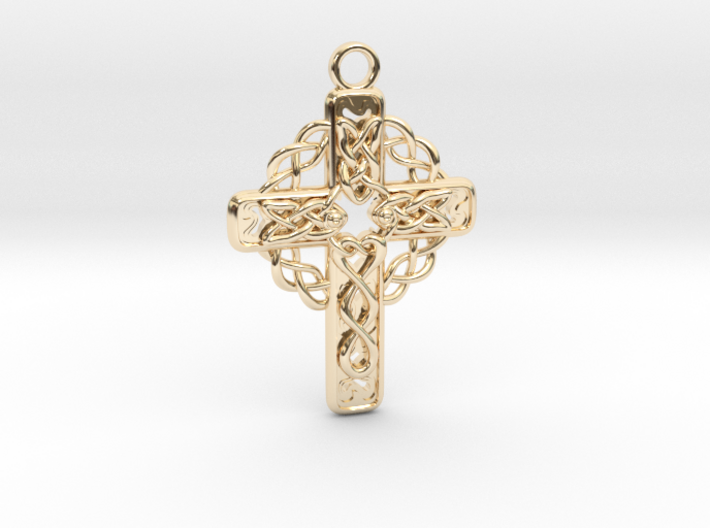 Christian cross pendant with Celtic flair in .925 3d printed