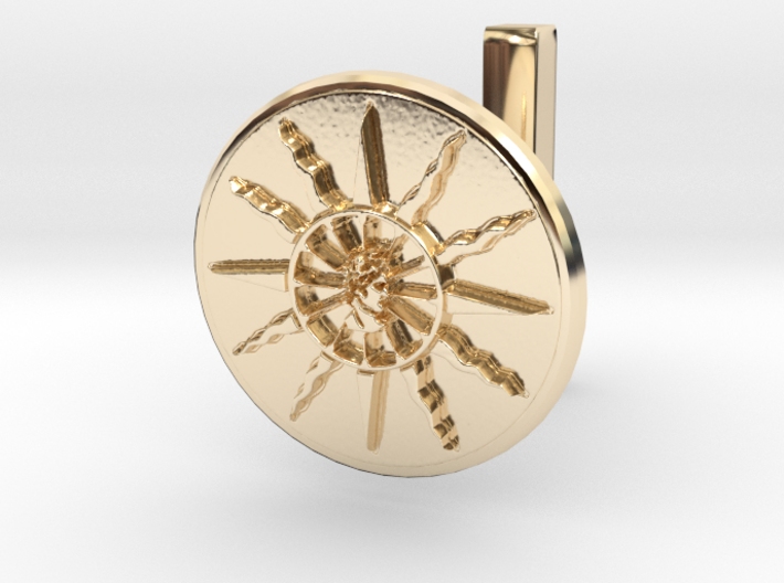 Cufflink of Apollo's solar chariot wheel 3d printed