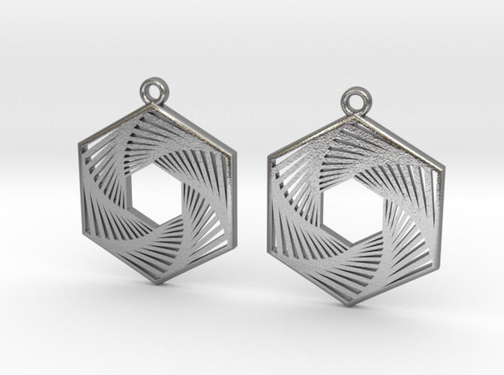 Hexagonal Recursion Earrings 3d printed