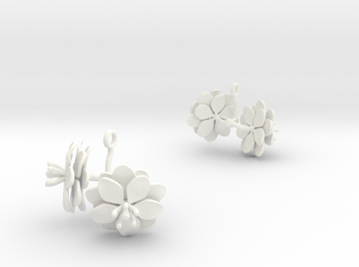 Earrings with two large flowers of the Anemone 3d printed