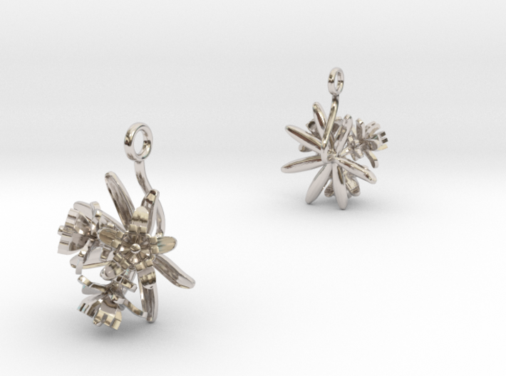 Earrings with three small flowers of the Choisya 3d printed