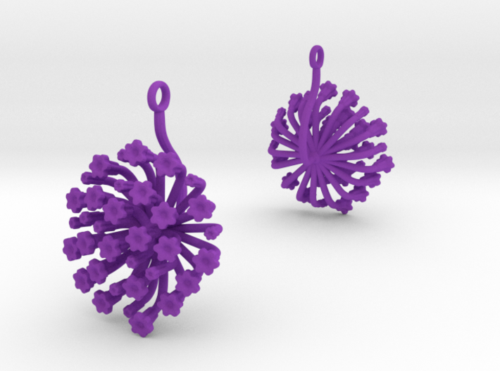 Earrings with one large flower of the Fennel 3d printed