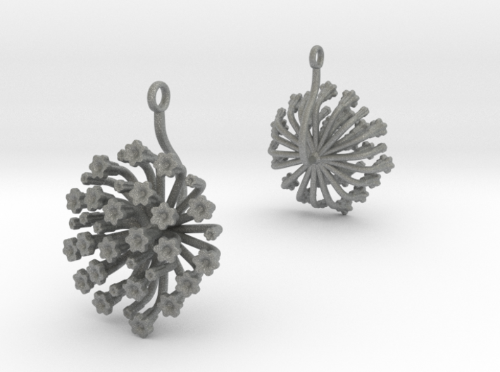 Earrings with one large flower of the Fennel 3d printed