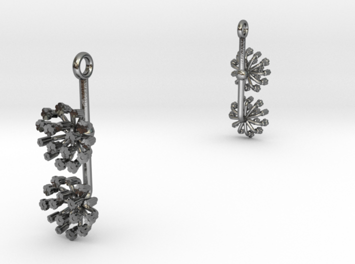 Earrings with two small flowers of the Fennel 3d printed