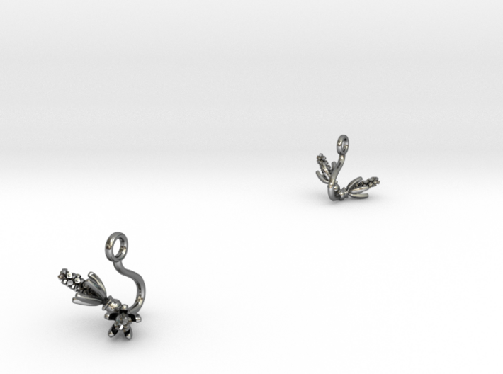 Earrings with two small flowers of the Hyacint 3d printed