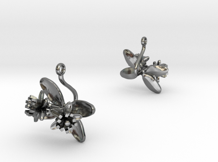 Earrings with two small flowers of the Lemon 3d printed