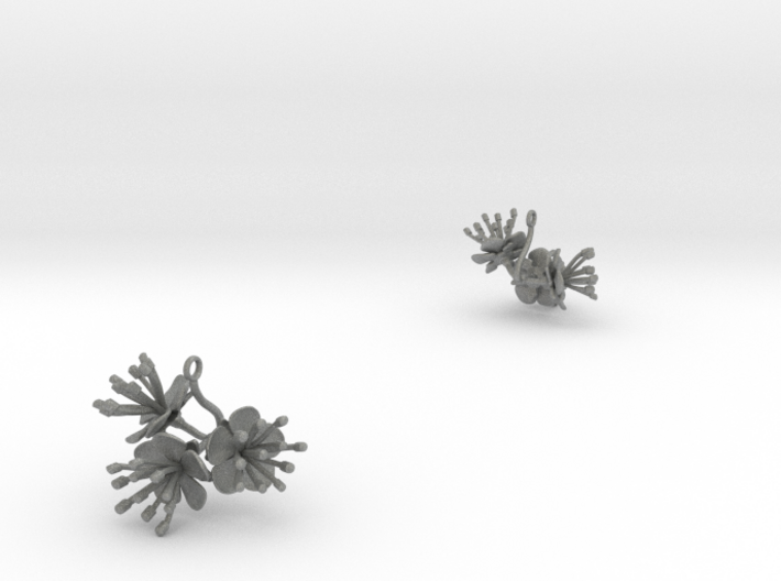 Earrings with three large flowers of the Peach 3d printed