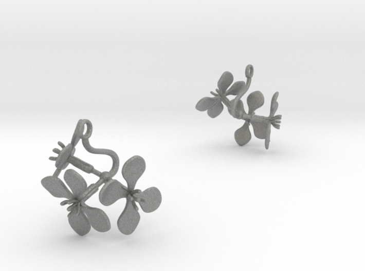 Earrings with three large flowers of the Radish 3d printed