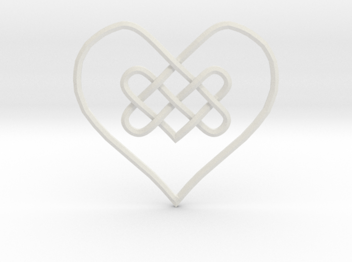 Knotty Heart Pendant 3d printed