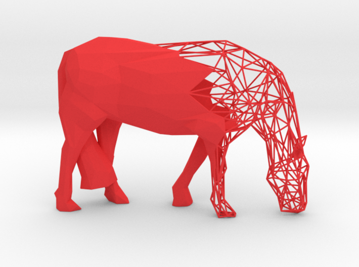 Semiwire Low Poly Grazing Horse 3d printed