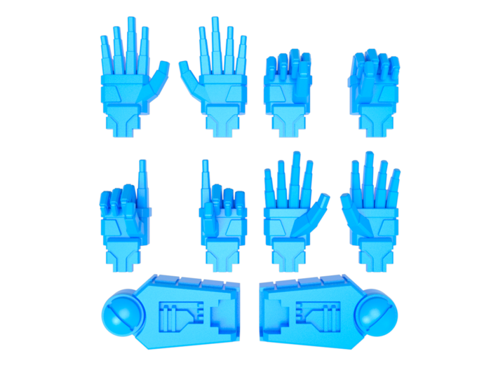 Guardian Mech Poseable Arms and Hands (4-Finger) 3d printed