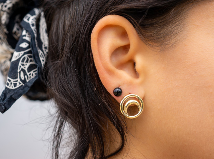 South Moon - Post Earrings 3d printed Natural Brass