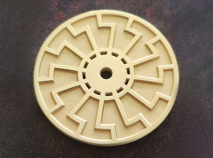 Sonnenrad - Black Sun - Sun Wheel Charm 3d printed Gold Plated Brass