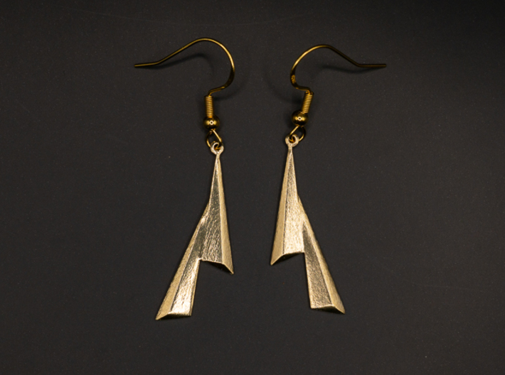 Sails - Drop Earrings 3d printed Natural Brass