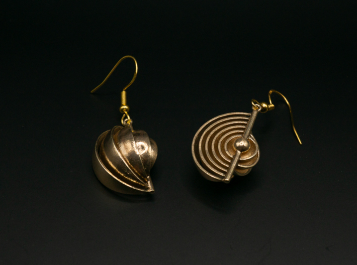 Earthlayers - Drop Earrings 3d printed Natural Brass
