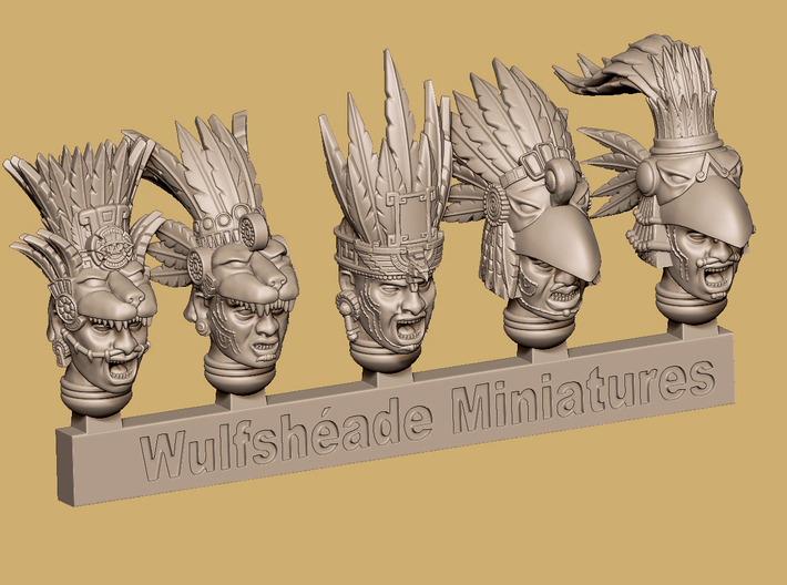 Mesoamerican Heads D - Mixed Sprue x5 3d printed 